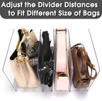 Purse Organizer for Closet, Clear Acrylic Clutch Bag Organizer, Adjustable Shelf Divider for Closet Organizers and Storage, D