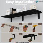 Floating Shelf Board for Wall 5/8" – No Brackets – 36" L x 10" W x 0.6" T Black Wood Melamine Wood Floating Shelves for Bathr