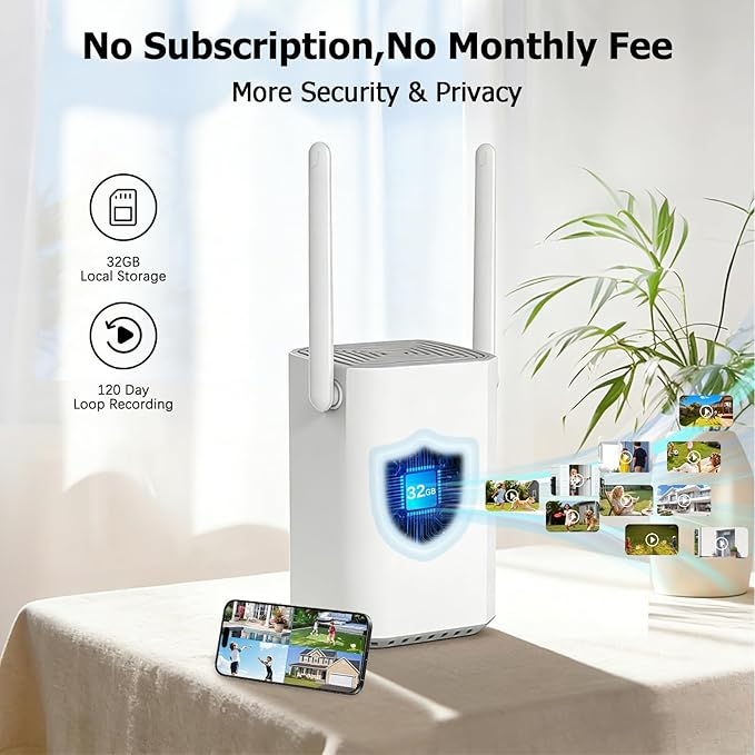 Solar Security Cameras Wireless Outdoor, 4 Cam-Kit, 4MP Home Security System with Color Night Vision, 2.4G & 5G WiFi, 360° Pa