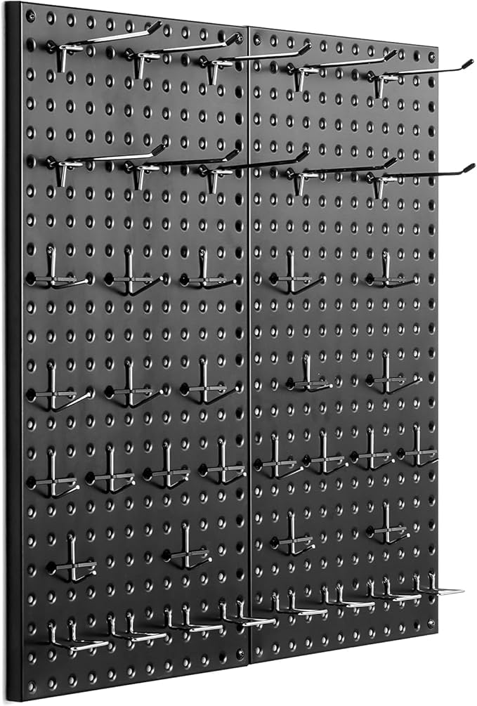 VEVOR Metal Pegboard Panels, 24" x 12" Pegboard, 2 Panels, Heavy Duty Peg Board Wall Organizer with Accessories, for Living R