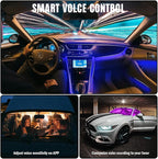 Car Led Lights Interior, Smart APP Control RGB Ambient Lighting Car, 64 Color 28 Modes Voice Activated LED Fiber Optic Strip, 12V USB Powered Car Led Strip Lights