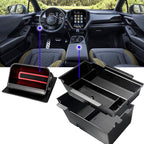 2Pack 2025 Crosstrek Center Console Organizer & Fuse Box Coin Container Storage Tray for 2024 2025 2026 Subaru Crosstrek Hybrid Armrest Storage Box Crosstrek 2025 Accessories Storage Box Double Layer