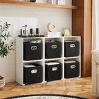 MAX Houser Fabric Storage Bins Cubes Baskets Containers with Dual Plastic Handles for Home Closet Bedroom Drawers Organizers 