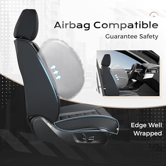 Coverado Car Seat Covers Full Set, Seat Covers for Cars, Front Seat Covers and Back Seat Cover Waterproof Leather Automotive 