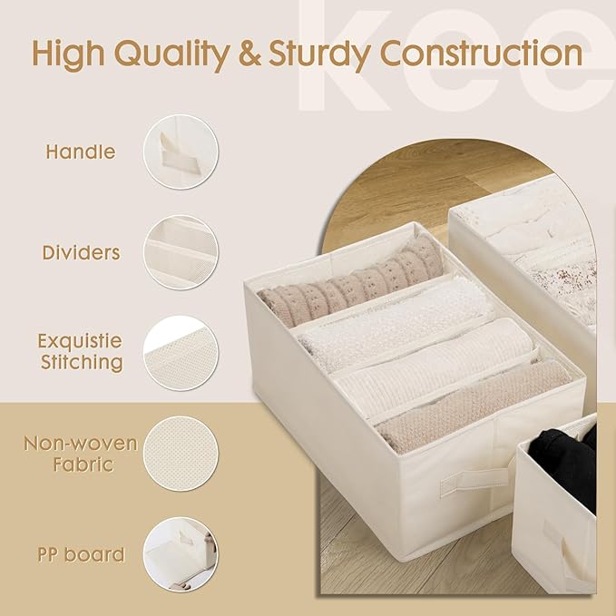 Criusia 6 Pack Large Clothes Organizer, Wardrobe Closet Organizer and Storage with Handles, Foldable Fabric Closet Organizers