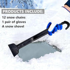 12 PCS Adjustable Anti-Slip，Reusable Snow Chains Fit for Most Car，SUV，Pickup Trucks Car for Snow Ice Sand Mud Road Mountain R