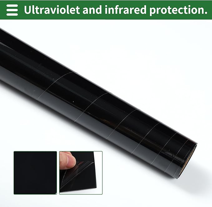 Motoforti Universal Car Window Tint Film Privacy Film 9.84 ft x 23.62 Inch Carbon 2PLY PET Black 1 Pc VLT 16% IRR 60% URV 95%