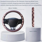 Women Checkered Steering Wheel Cover,Breathable Non-Slip PU Leather Universal 15 Inch Steering Wheel Protector,Fashion Checke