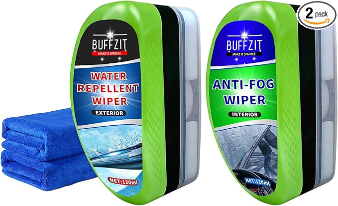 Car Water Repellent & Anti-Fog for Windshield – Quick & Easy Defogging Interior/Exterior Glass Cleaning Bundle, Long-Lasting 