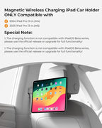 KU XIU Magnetic Wireless Charging Car Headrest Tablet Holder for iPad Pro 13'' M4/M5 Only, Adjustable Long Arm Tablet Car Mount Back Seat for Kids, Road Trip Essentials Holder with Air Vent Stand
