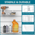 4 Pack Large Slatwall Baskets Set, Ventilated Metal Hanging Storage Slat Wall Basket, Mounted Slatwall Accessories for Garage