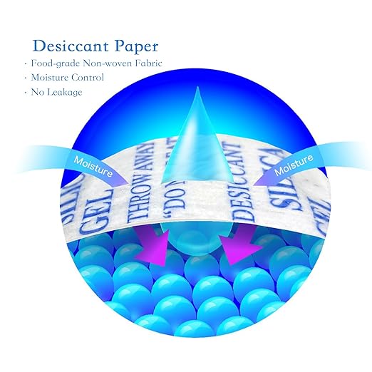 Silica Gel Packs - 15 Packs 50 Gram Desiccant Packets, Food Safe Moisture Absorbers for Storage, Reusable Silica Gel Dehumidi