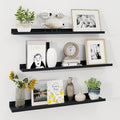 Axeman 36 Inch Floating Shelves | Black Picture Ledge Shelf Set of 3 | Rustic Wood Wall Shelves with Lip | 36" Black Picture 