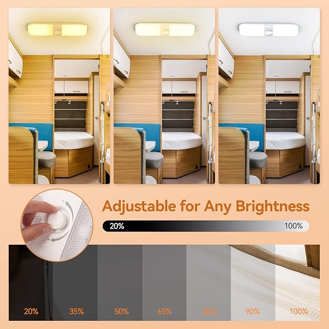 RV Lights Interior 1700LM，3 Color 12V Volt Led Light, Super Bright 120 LEDs Dome Light Fixture for RV Accessories/Camper/Car/Trailer/Boat (Crystal Finish/(Cold +Warm+Natural Light) 4PCS)