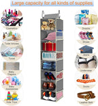 2 Pack Large-Sized Hanging Shoe Organizer 8-Shelf, Hanging Closet Organizer with 8 Side Pockets, Wider Hanging Shelves for St