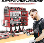 Power Tool Organizer Wall Mount, Cordless Drill Hanger Storage Rack 8 Drill Holder, 4 Layer Heavy Metal Large Capacity Tool R