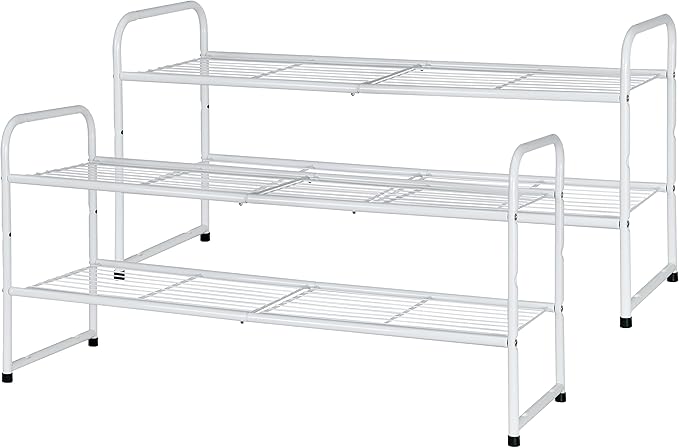 SUFAUY 2 Pack 2-Tier 33" Wide Shoe Rack, Shoe Shelf Storage Organizer for Entryway, Extra Large Capacity, Bedroom Footwear Or
