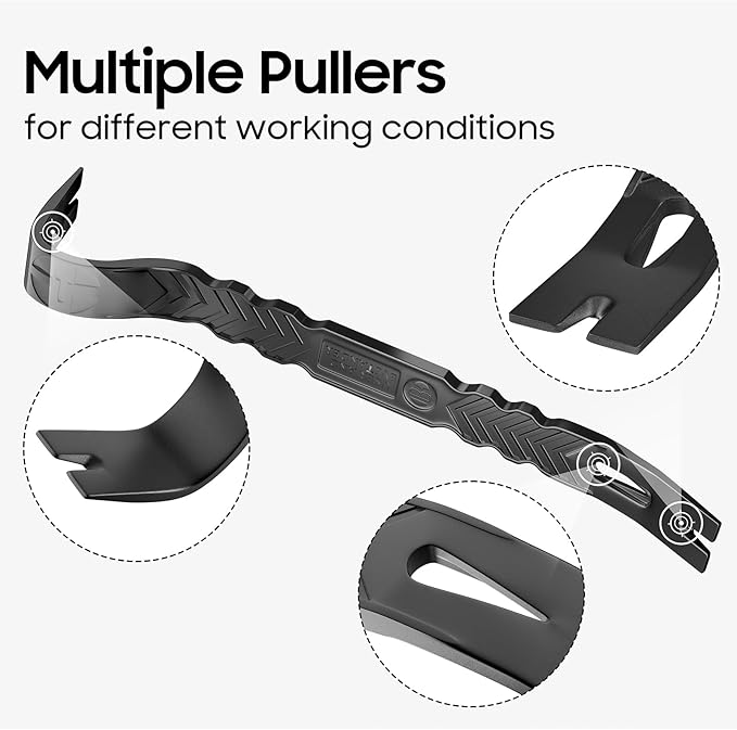 15'' Super Thick Flat Pry Bar Crow Bar Nail Puller, Angled Curved Head Metal Wood Board Tire Nail Removing Tool Wrecking Pryi