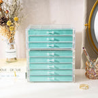 ProCase Earring Holder Organizer Jewelry Box with 8 Drawers, Acrylic Clear Earring Case with Adjustable Velvet Trays for Wome