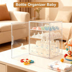ERTIUANIO Baby Bottle Organizer – 3 Tier Bottle Storage Organizer Baby for Bottles, Nipples, Pump Parts, Food Jars – Clear Nu