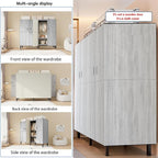 Heavy Duty Covered Clothes Rack with Magnetic Door Foldable Portable Wardrobe Closet for Hanging Clothing Rolling Black Metal