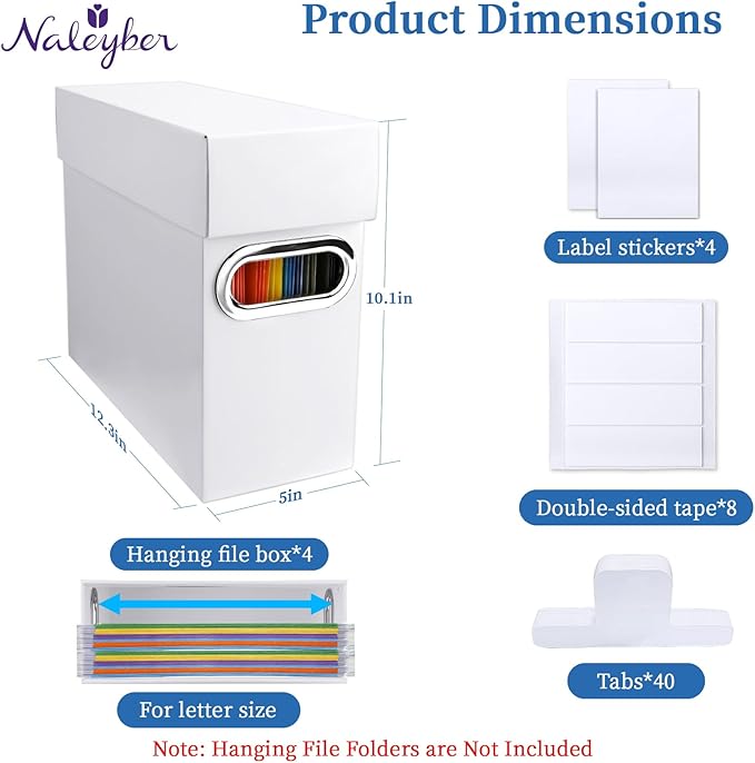 File Organizer Box with Lid & Handle, Heavy Duty Hanging File Folder Storage Boxes for Letter Size, Portable Filing Organizer
