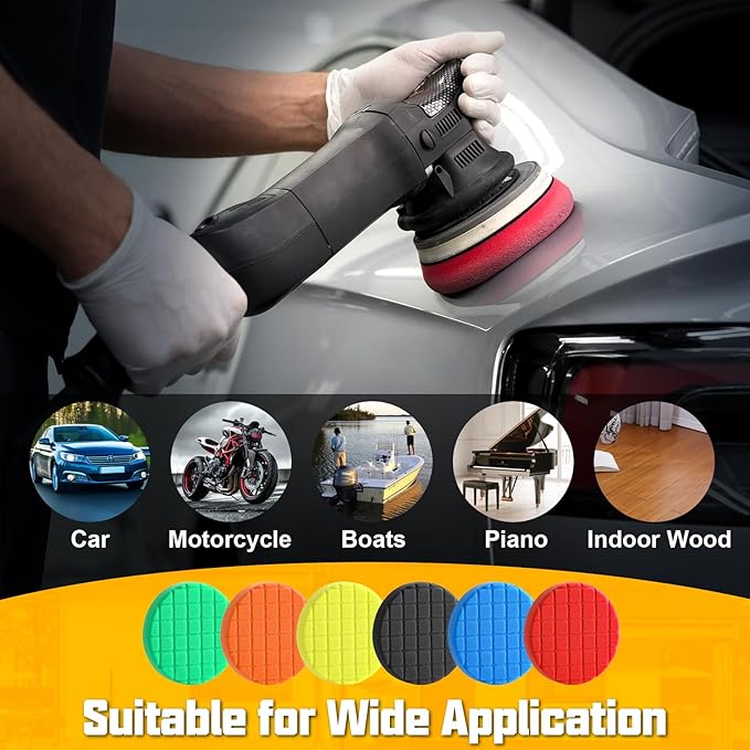 6 PCS Buffing Polishing Pad, 5.5 Inch Buffing Pads for Polisher, Body Repair Buffing Sponge Pad Kit for 5 Inch Backing Plate, for Car Buffer Compounding, Polishing and Waxing