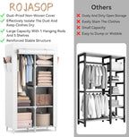 ROJASOP Portable Closet Wardrobe Closet for Hanging Clothes with 6 Storage Shelves, 1 Hanging Rod and 4 Pockets, Clothes Orga