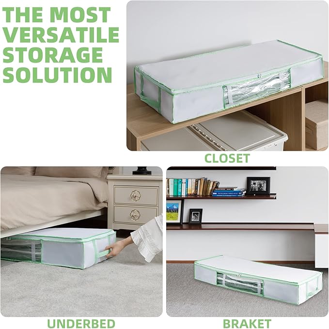 TAILI Under Bed Comforters Storage Container, Save 80% Space, Large Capacity Foldable Under Bed Storage Box for Quilts Pillow