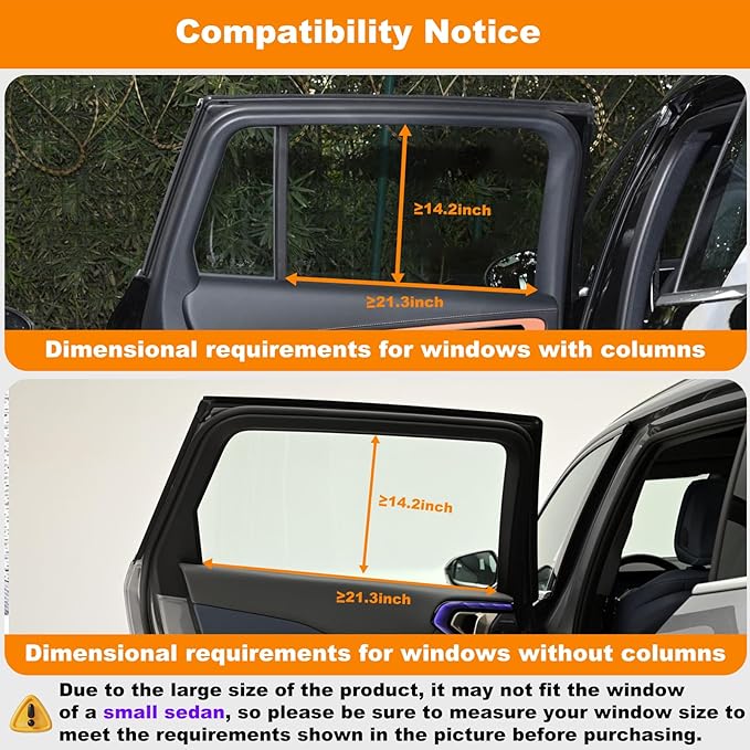 Square Baby Car Window Shades for Rear Side Windows - 2 Pack Easy Stick Rear Side Window Sun Shade That Stay in Place, Glare & UV Blocker Car Window Covers, Privacy Enhancer (20.87" x 13.78")