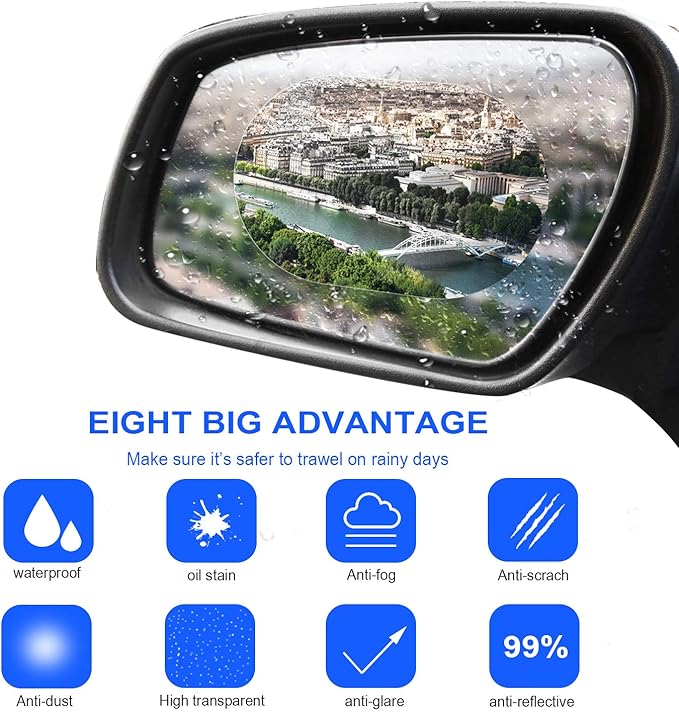 12 Pieces Car Rearview Mirror Film Rainproof Waterproof Anti Fog Nano Coating for Mirrors and Side Windows