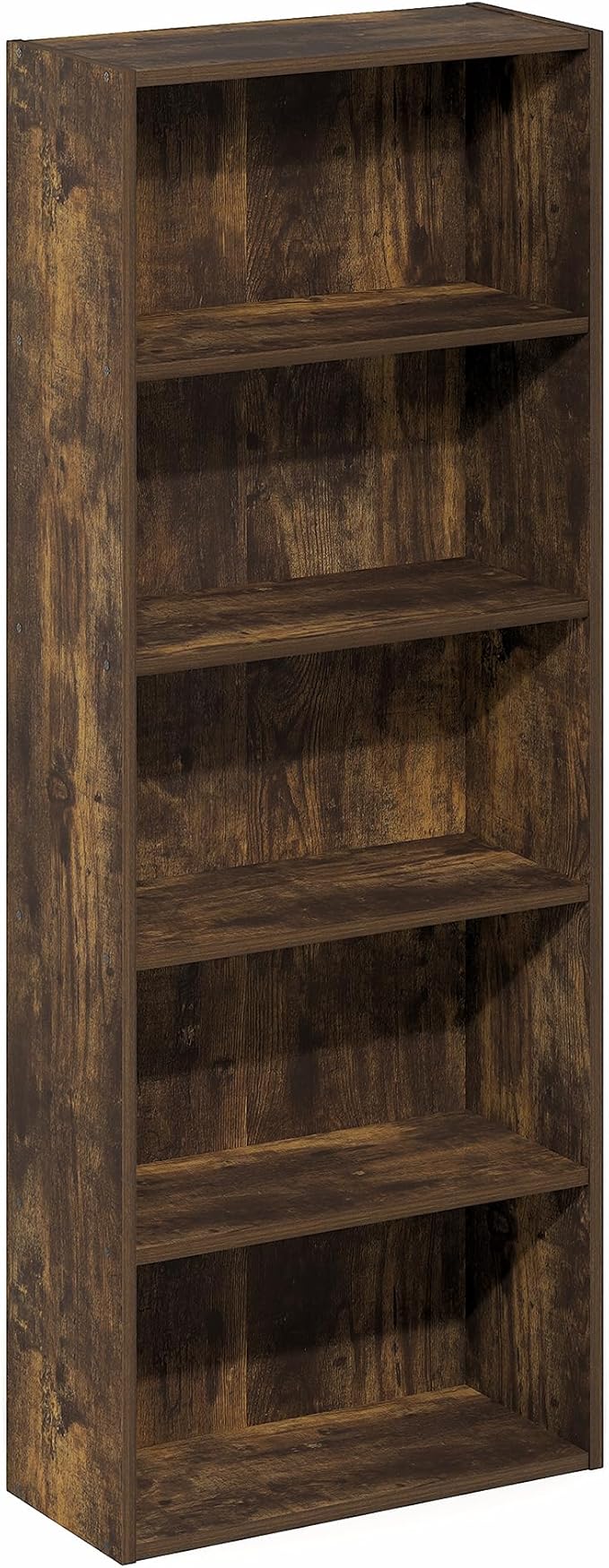 Furinno Basic Book Shelf, 5-Tier Bookshelf, Storage Organizer Bookcase with Open Shelf, 7 x 17 x 44, for Living Room, Bedroom