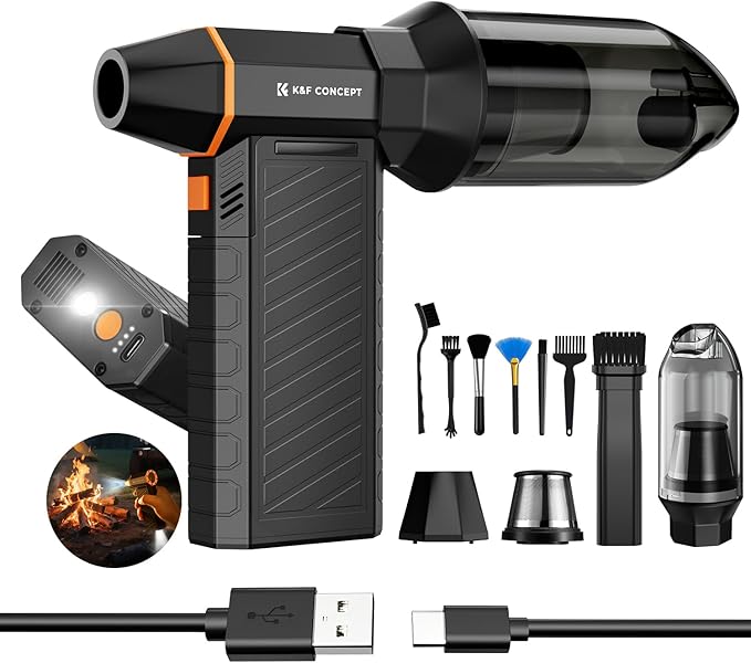 K&F Concept 2-in-1 Magnetic Compressed Air Duster, Electric Air Duster|300000RPM Vacuum Cleaner|3 Gear|Super Wind Power|Recha