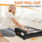 Under Bed Storage with Wheels 3Pack Storage Containers with Clear Window&Label Under Bed Drawers Rolling Under Bed Storage fo