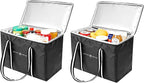 Insulated Reusable Grocery Bag - Zippered Cooler Tote Extra Large Thermal Shopping Bag for Groceries Frozen or Hot Food