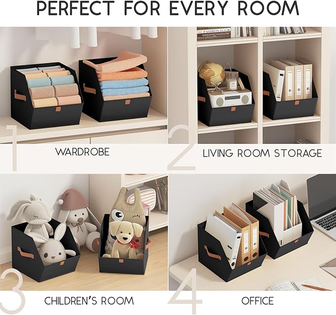 Homsorout Fabric Closet Storage Cubes - 8 Pack Square Storage Bins with Dual Handles for Clothes, Towels, Toys, Cube Storage 