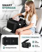 FLORICH Car Seat Organizer, Premium Backseat Car Organizer with Tray for Kids and Adults, Front Passenger Organizer with Tissue Box and Cup Holder and Mesh Pockets Waterproof