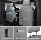 CAR PASS 3D Foam Mesh Leather Car Seat Covers Front Seats, Grey Breathable Front Seat Cover for Cars, Comfortable Universal F