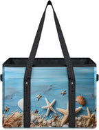 Reusable Grocery Bags Heavy Duty Shopping Bags Foldable Large Tote Bags with Long Handles & Hard Bottom