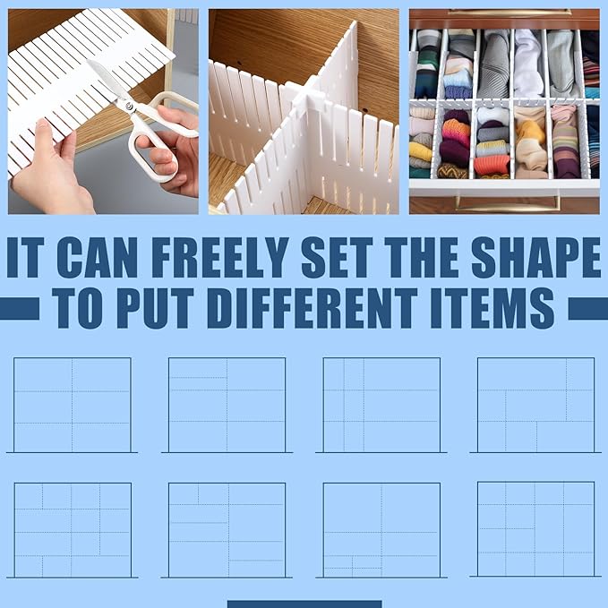 Blosssound 15 Pcs 5.12 Tall Drawer Divider Adjustable Drawer Organizer DIY Ultra Deep Storage Organizer Separator with Fixed 