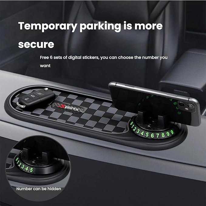 Multifunction Car Anti-Slip Mat, 3-in-1 Rotating Dashboard Mat, Large Storage Pad, Anti-Slip Phone Holder, 360° Rotating Moun