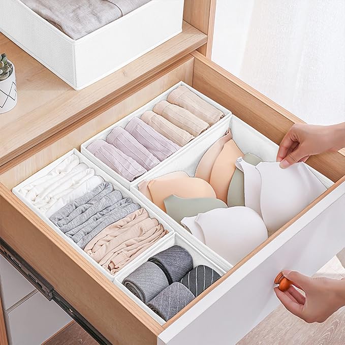 Criusia 6 Pack Clothes Drawer Organizer, Fabric Foldable Closet Dresser Drawer Organizer for Clothing, Bra Sock Underwear Dra