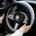 Soft Car Steering Wheel Cover for Sedan, SUV, Warm Luxury Velvet, Odorless, Universal, Anti Slip, Summer Winter, Black, Stand