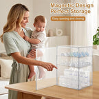 ERTIUANIO Baby Bottle Organizer – 3 Tier Bottle Storage Organizer Baby for Bottles, Nipples, Pump Parts, Food Jars – Clear Nu