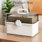 Pulseplay 3-Layer Large Capacity Medicine Storage Box - Portable Plastic Storage Box for Sewing Art Supply, Hair Accessories 