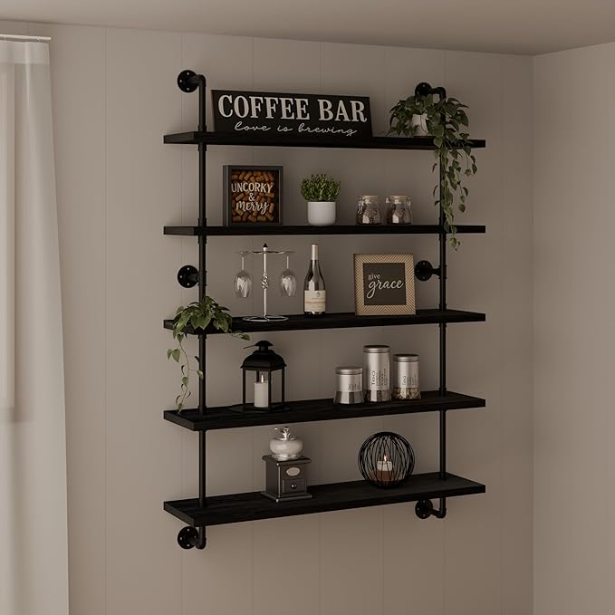 Floating Shelves for Wall Living Room Shelves Bookshelf Industrial Pipe Shelving Shelf Real Wood Planks 36 inch Rustic Wall S