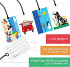 R. Nichols Dogs Luggage Tag Set - Sturdy Waterproof Plastic Travel Labels for Baggage, Suitcases, Backpacks, and Diaper Bags,