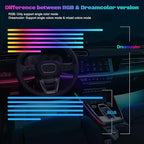 Dreamcolor Acrylic Interior Car LED Strip Light with Wireless APP, RGB 6 in 1 with 175 inches 593 LEDs Fiber Optic Strip Lights for Car, Music Sync Neon Car Ambient Neon Lighting Kits