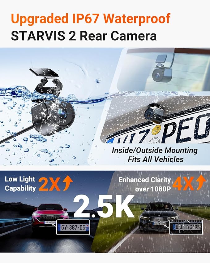 Vantrue N4 Pro S 4K 3 Channel Dash Cam w/Triple STARVIS 2, 4K+1080P+2.5K Front Inside Rear Dash Camera, 4+2.5K Dual Channel, 