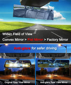 SkycropHD Frameless Anti Glare Rear View Mirror Interior Panoramic Wide Angle Mirror Eliminate Blind Spots for Car SUV Truck – Flat,11.8in (Blue)